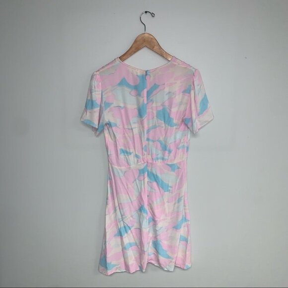 BP. Nordstrom Pastel Short Sleeve Crepe Dress Flowy Pink White Blue Size Small - Picture 3 of 9